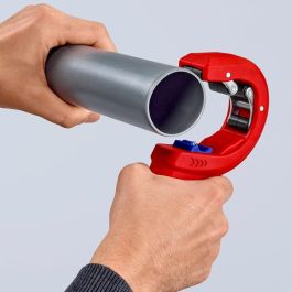 Knipex 90 23 01 BK Cortatubos para Plástico y Acero, Diámetro de Corte hasta 50 mm, Color Azul/Rojo