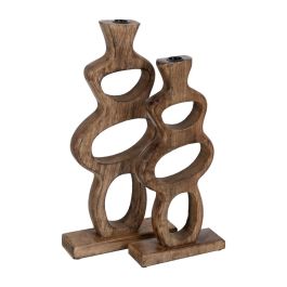 S/2 Candelabro Natural Madera de Mango 20 X 6,50 X 41 cm Precio: 41.1642. SKU: B177TBN9S7