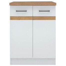 Junona JUNONAMB2P60BLPL Bajo Gabinete de Cocina 60 cm 2 Puertas Tesca de Trabajo Blanco Brillante