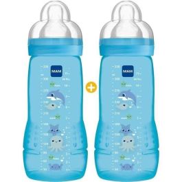 Biberón colorido MAM Easy Active 2nd Age - 330ml - a partir de 6 meses - Flow Teat X - Juego de 2 - Niño