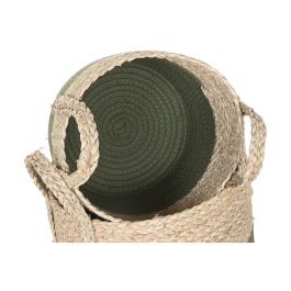 DKD Home Decor Cesta de Almacenamiento, Set de 3 Piezas, Fibra y Algodón, Verde Natural, 28 x 32 x 28 cm (2 Unidades)
