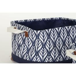 DKD Home Decor Cesta de Almacenaje Decorativa Boho de Poliester Azul Marino y Gris, 2 Sets de 3 Cestas (6 Piezas) - 30x24x40 cm
