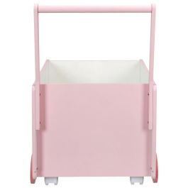 Home Deco Kids Carro Almacenar Infantil Rosa para Niños con Ruedas Decorativas 35x47 cm