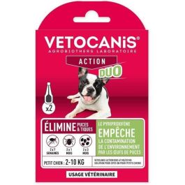 Vetocanis Duo Spot on Control de Pulgas y Garrapatas para Perros Pequeños - 2 Pipetas - Eficacia 7 Semanas