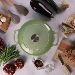 Menastyl 6020075 Cacerola Redonda de Hierro Fundido Esmaltado Verde 7 Litros Menastyl 6020075 Cacerola Redonda de Hierro Fundido Esmaltado Verde 7 Litros