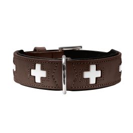 Hunter Collar Swiss para Perro de Piel Napa Marrón y Negro, Ajustable Cuello 35-39.5 cm, 2.6 cm Ancho, Diseño Clásico Premium