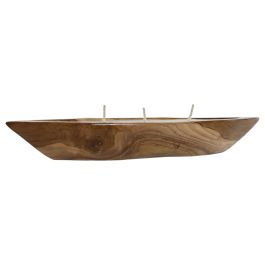 DKD Home Decor Vela Balines de Teca Maciza y Cera Marrón Blanco 13x5.5x39 cm (2 Unidades)