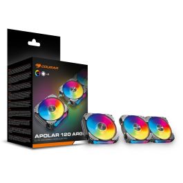 COUGAR CF-APR12HB3-RGB Ventilador Apolar 120 ARGB 12cm Negro, 3 unidades para Carcasa de Ordenador