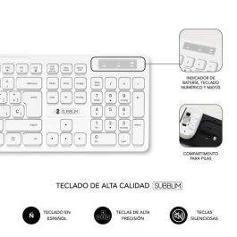 Teclado y Ratón Subblim Combo Business Slim Silencioso Inalámbrico/ Blanco