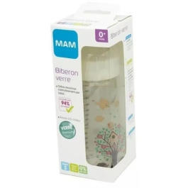 Mam Biberón de Vidrio 260 ml - 0 a 6 Meses - Tetina Flow 2 - Blanco