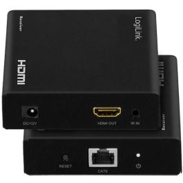 LogiLink HD0030 Extensor/Splitter HDMI sobre IP 1x2, 70m, Transmisor/Receptor de Señales AV, Cat5e/6/7/8.1, 3D