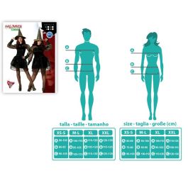 Disfraz Bruja Negra Vestido Corto Con Sombrero Para Mujer Adulta Halloween