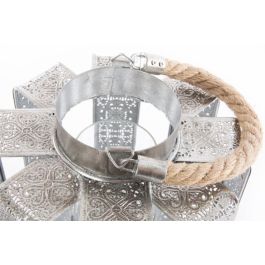 DKD Home Decor Portavela Plateado Metal y Cuerda 21 x 23 x 21 cm