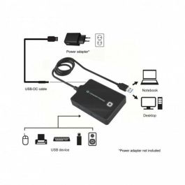 Conceptronic Hubbies11B Hub USB 3.0 de 4 Puertos, Alta Velocidad 5 Gb/s, Negro