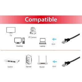 EQUIP 607697 Cable de Red Cat6A U/FTP Plano LSZH con 2xRJ45, 0.50m, Negro
