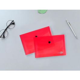 Carpeta Liderpapel Dossier Broche Polipropileno Din A7 Rojo Translucido 12 unidades