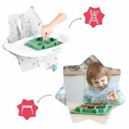 Badabulle Plato dividido antideslizante de silicona con 3 compartimentos flexible, resistente, irrompible, apto microondas y lavavajillas para bebés 4m+