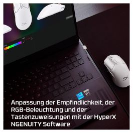 HyperX 7D389AA Ratón Gaming Inalámbrico Pulsefire Haste 2 Mini Blanco Ultraligero 60g Conexión Dual 2.4GHz/Bluetooth Sensor 26K PPP hasta 26000