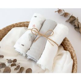 KioKids Set 3 Muselinas Bebé Océano Gris y Blanco Bambú Algodón 70x70 cm Precio: 11.49999972. SKU: B18QZXRYTY