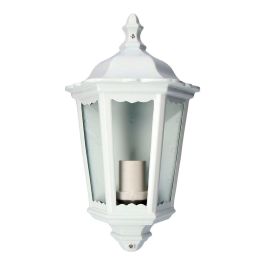 Edm Milan Aplique Exterior de Pared Aluminio y Cristal Blanco E27 Máx. 100W IP44 Sin Bombilla Luz Hacia Arriba 25x12x43cm