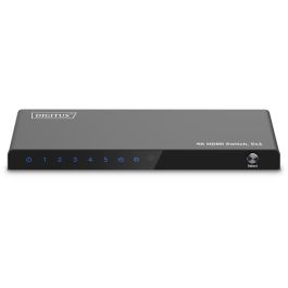 Digitus Conmutador HDMI 5x1 4K/60Hz HDCP 2.3, Soporte HDR, Metal Negro, 18 Gbit/s con Mando a Distancia