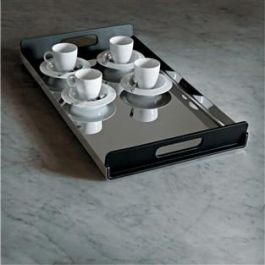 Alessi GIA01/55 Bandeja Rectangular Negra Acero Inoxidable 18/10 con Mangos en Resina - Diseño Giulio Iacchetti Alessi GIA01/55 Bandeja Rectangular Negra Acero Inoxidable 18/10 con Mangos en Resina - Diseño Giulio Iacchetti