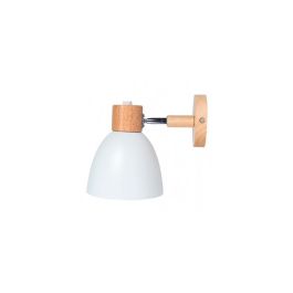 Aplique Haley SKD-W003-B Negro/Blanco/Gris y Madera con Brazo de Madera para Dormitorio o Recibidor