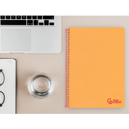 Liderpapel Cuaderno Espiral A4 Wonder Tapa Plástico 80 Hojas 90gr Pauta Estrecha 2,5mm con Margen Color Naranja