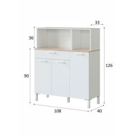 Muebles de cocina KIRA - Decoración Artik blanco y roble alaska - 3 puertas + 1 cajón - L126 x H108 x D40 cm Muebles de cocina KIRA - Decoración Artik blanco y roble alaska - 3 puertas + 1 cajón - L126 x H108 x D40 cm