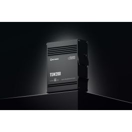 Teltonika Networks TSW200 - Conmutador Ethernet Industrial No Gestionado, 8 Puertos RJ-45 Gigabit, 2 Puertos SFP, PoE+ hasta 30W por Puerto, IP30