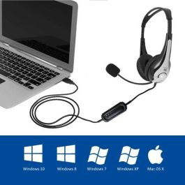 Ewent Auricular Ew3565 USB con Micrófono, Diadema Ajustable, Almohadillas Suaves, Ideal para Gaming, Música y Videoconferencias