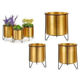 Giftdecor Set de 3 Maceteros de Metal para Plantas con Soporte Oro y Negro, Diam. máx. 21,5 x 22,5 cm (4 Unidades) Precio: 96.49999986. SKU: B17J6WPVNW