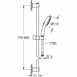 Grohe 26956001 Set de Ducha Vitalio Start 110 con Rociador 3 Chorros, Barra 90 cm, Flexo y Ahorro de Agua Cromado