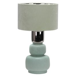 DKD Home Decor Lámpara de Sobremesa Decorativa Moderna de Cerámica con Pantalla de Terciopelo Verde Menta y Blanco E27 50W 30x54x30 cm Precio: 58.49999947. SKU: S3040134