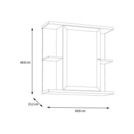 Forte CMPV063M888 Armario Mural de Baño - Roble Artesanal y Verde Salvia con Espejo, 1 Puerta - 69,9 x 23,2 x 68,8 cm