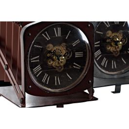 DKD Home Decor Reloj Sobremesa Vintage Gris Oscuro Rojo 15 x 20 x 19 cm (2 Unidades)