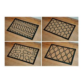 Edm Felpudo Panamá 60x40cm Fibra Coco y Goma Antideslizante, Marrón/Negro