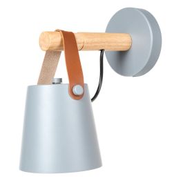 Aplique "Evelynn" SKD-W001-G Negro/Blanco/Gris y Madera con Detalle de Cuero