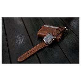 Nomad NM1A4RST00 Correa de Cuero Tradicional Marrón Hebilla Plata para Apple Watch Series 42mm 44mm 45mm 49mm