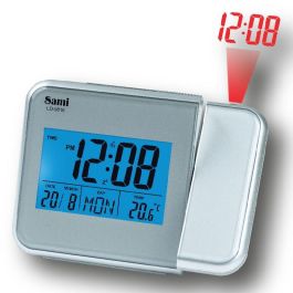 SAMI Despertador con Proyección LCD y Termómetro, Color Plata Oscuro, Funciona a Pilas, Referencia: DESPERTADOR SAMI LCD CON PROYECCION A PILAS/ TERMO. PLATA OSCURO Precio: 11.858. SKU: B1EHDXQN4Y