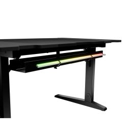 GENESIS NDS-2249 Holm Modular 140 Escritorio Gaming Altura Ajustable, Negro, con Soporte Bebida/Auriculares y LED RGB