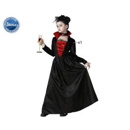Disfraz Vampiresa Elegante Negra para Niña Infantil con Cuello Alto Rojo - Halloween 10-12 Años Disfraz Vampiresa Elegante Negra para Niña Infantil con Cuello Alto Rojo - Halloween 10-12 Años