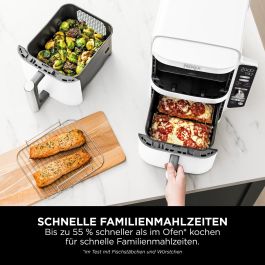 Ninja SL400EUWH Freidora de Aire Doble Cesta XL, 9.5L, Horno Eléctrico, Doble Zona, Tecnología DualZone, 2 Cajones, Blanca
