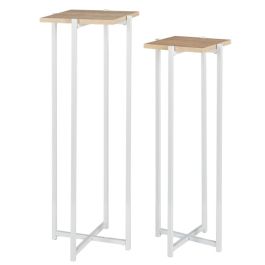 Juego De 2 Pedestales Loka Blanco Home Deco Factory