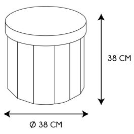 Caja-Puf Plegable Gris Home Deco Factory diámetro 38 cm