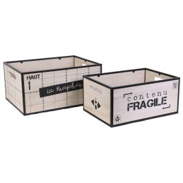 Cajas de almacenaje de madera con perfiles metálicos negros (set de 2 unidades)
