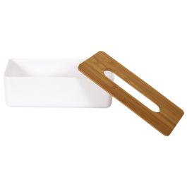Caja para pañuelos con tapa de bambú - colores surtidos