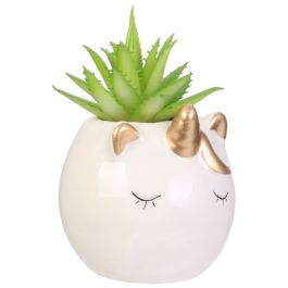 Planta artificial gato y unicornio cerámica6