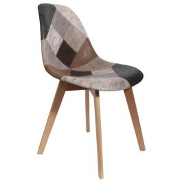 Silla Patchwork Marrón-Gris Home Deco Factory