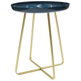 Mesa auxiliar con plataforma redonda brillante azul